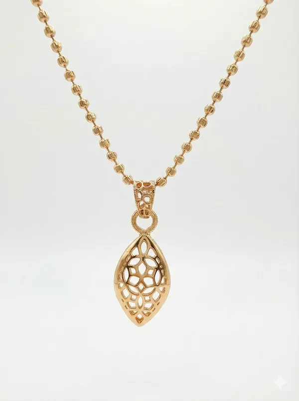 Elegant_Gold_Tone_Filigree_Pendant_Necklace_For_Women_925_Sterling_Silver